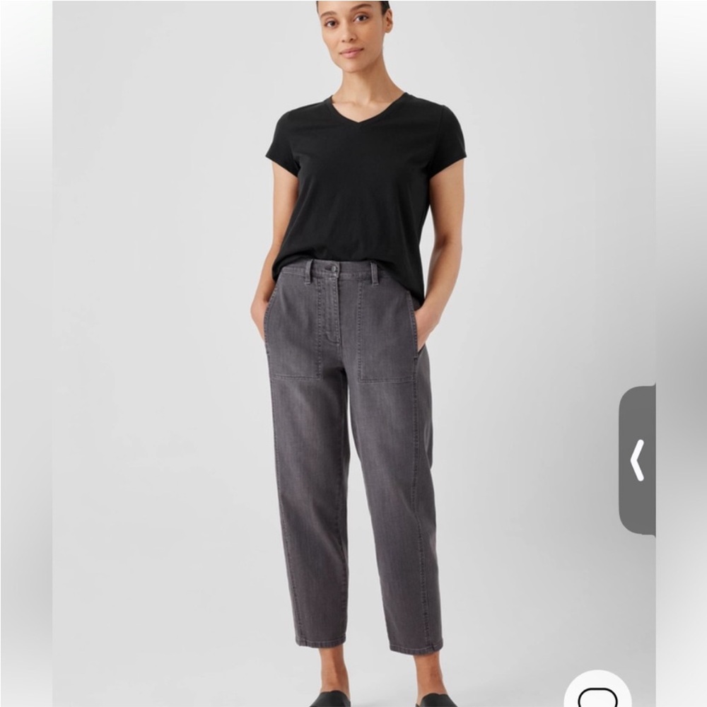 Eileen Fisher Gray Jeans Size Large Lantern Cut, Ankle, Cropped